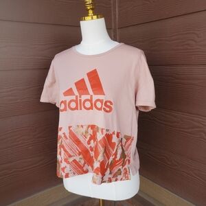 Adidas x Zoe Saldana U-4-U Cropped T-Shirt Ash Pearl Raw Amber Women's Medium